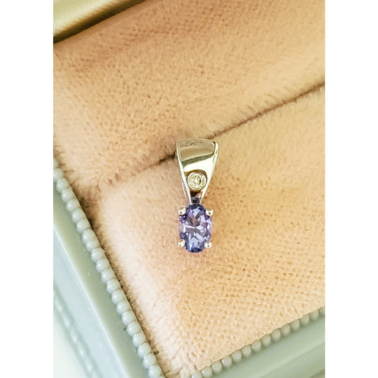 Vintage 14K Tanzanite and Diamond Mini Pendant