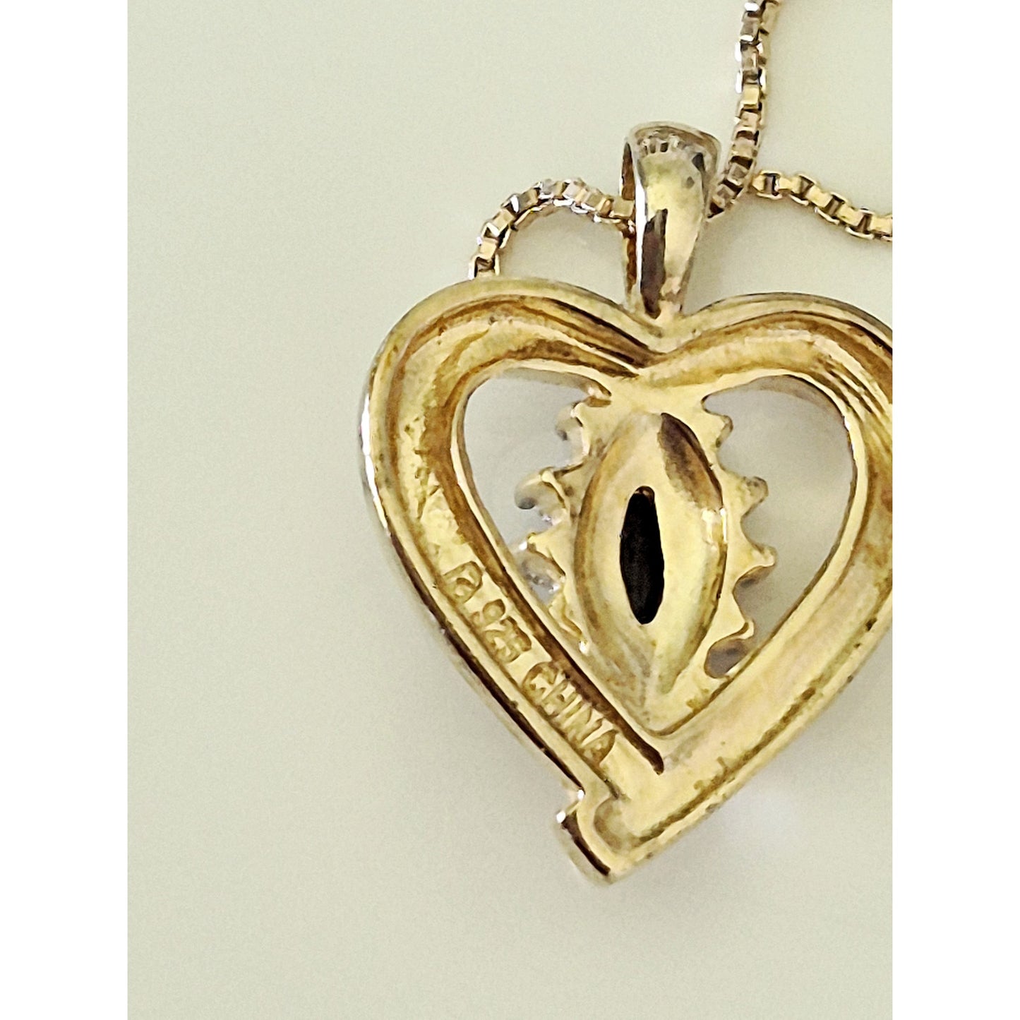 Vintage Ross-Simons Gold Vermeil Sterling Silver Sapphire Heart Pendant Necklace