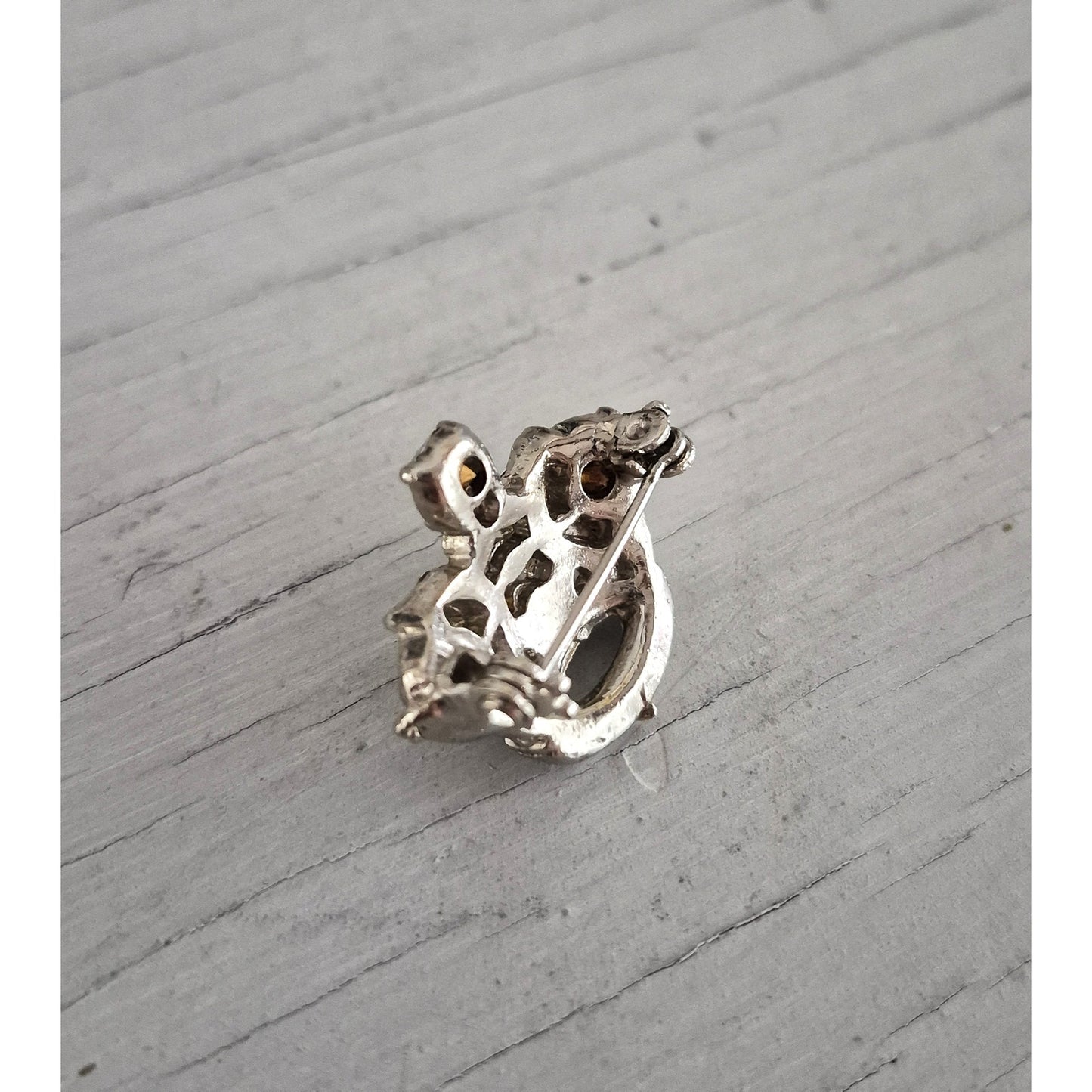 Vintage Mini Silver Tone Rhinestone Pin Brooch