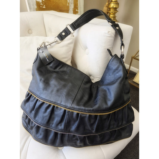 Black Rivet Leather Vintage Black Bag
