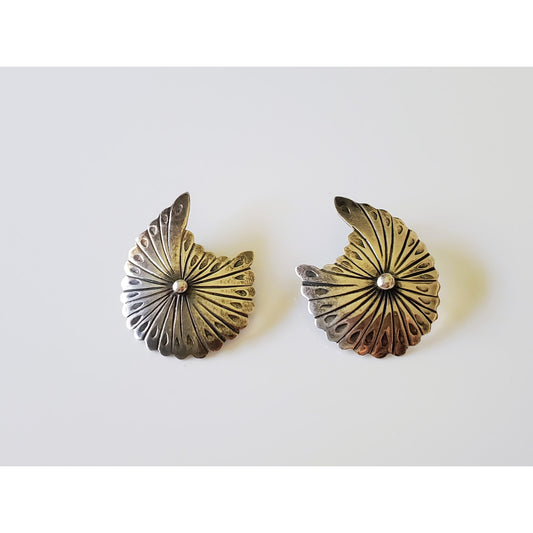 Vintage Navajo Moon Sterling Silver Earrings