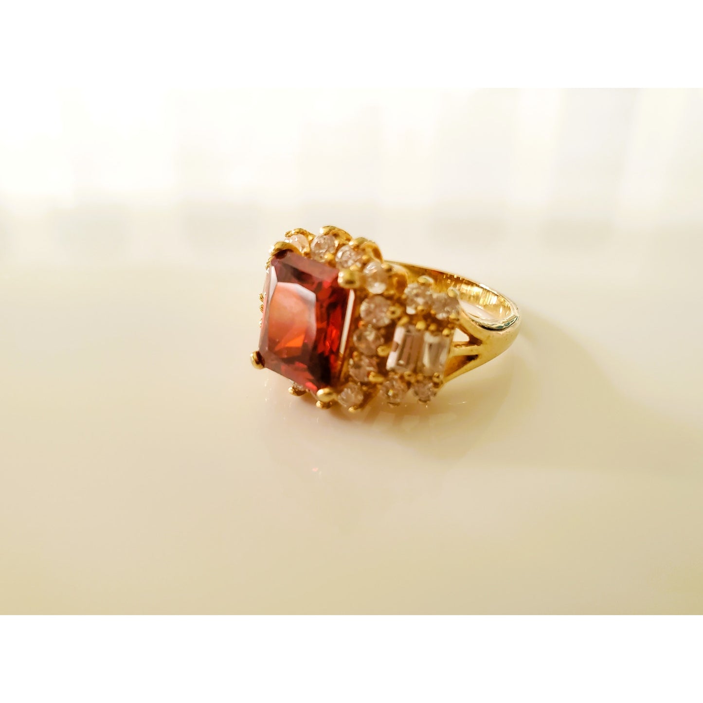 Vintage Orange and Amber Gold Plated Ring Lot