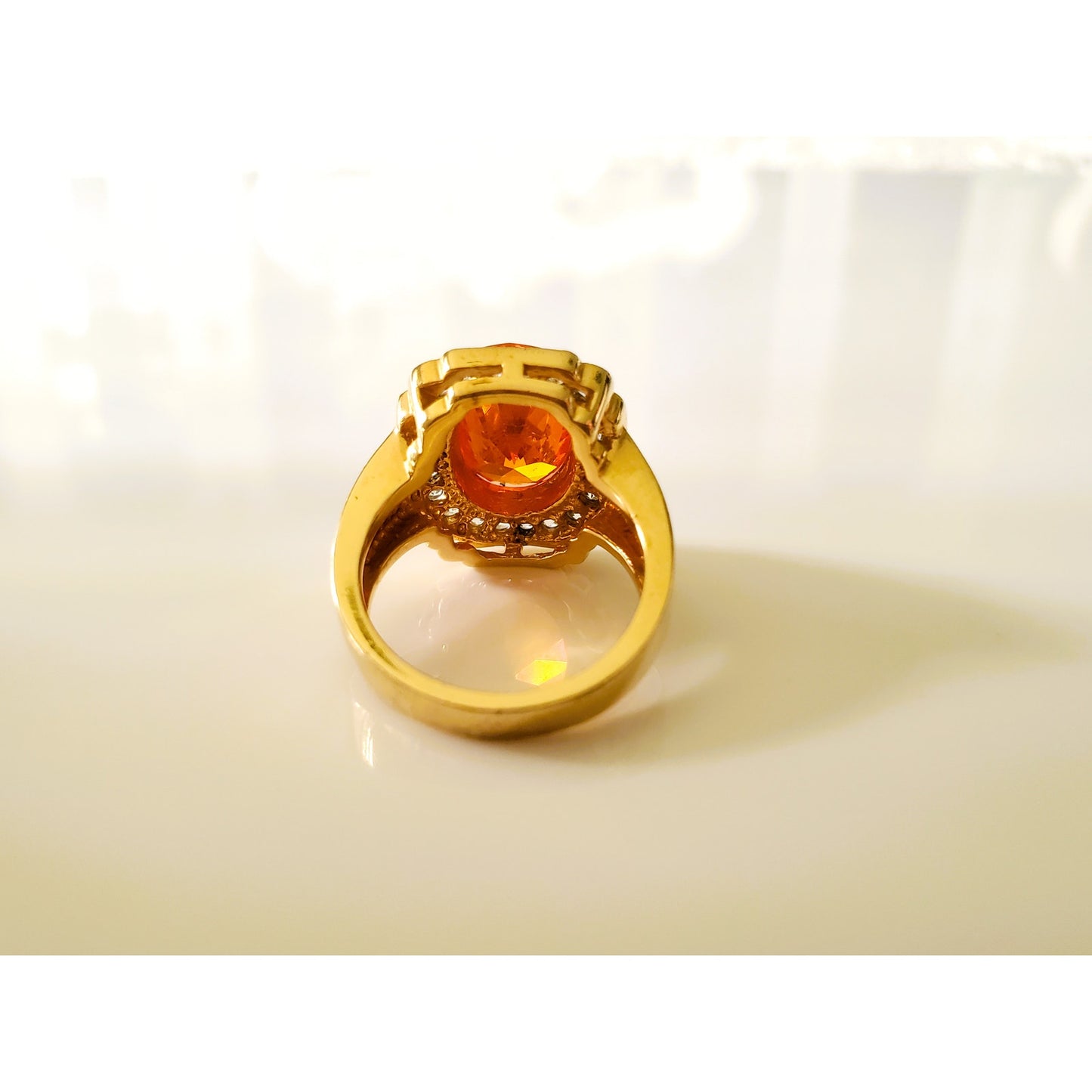 Vintage Orange and Amber Gold Plated Ring Lot