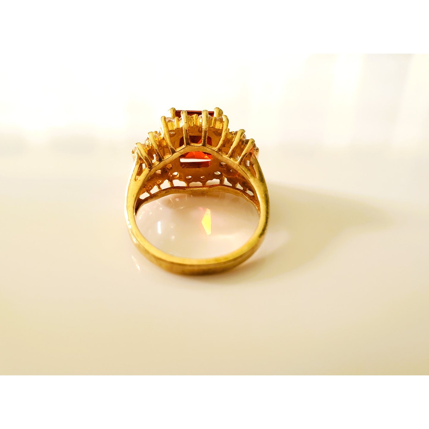 Vintage Orange and Amber Gold Plated Ring Lot