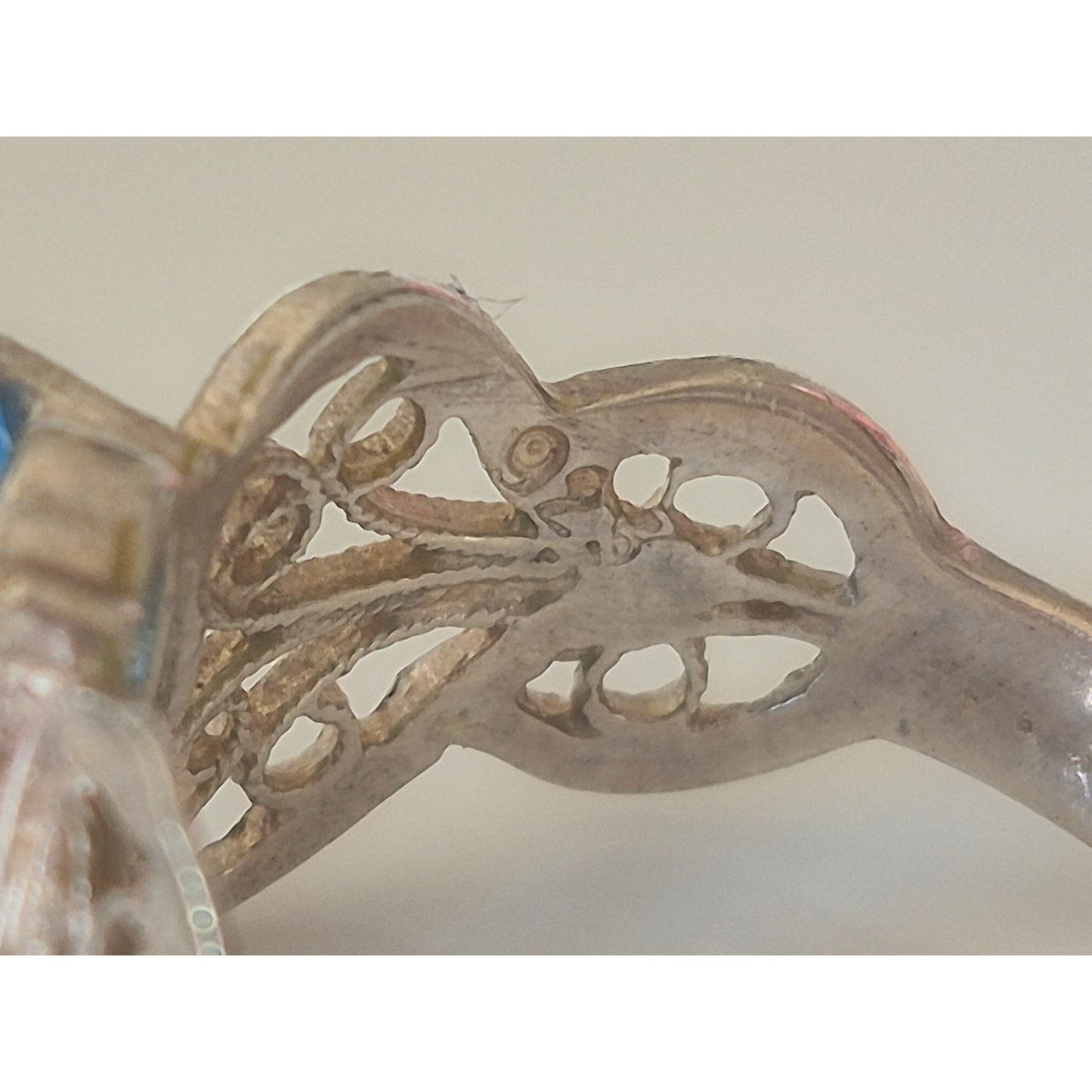 Vintage Topaz Marquise Sterling Silver Filigree Ring