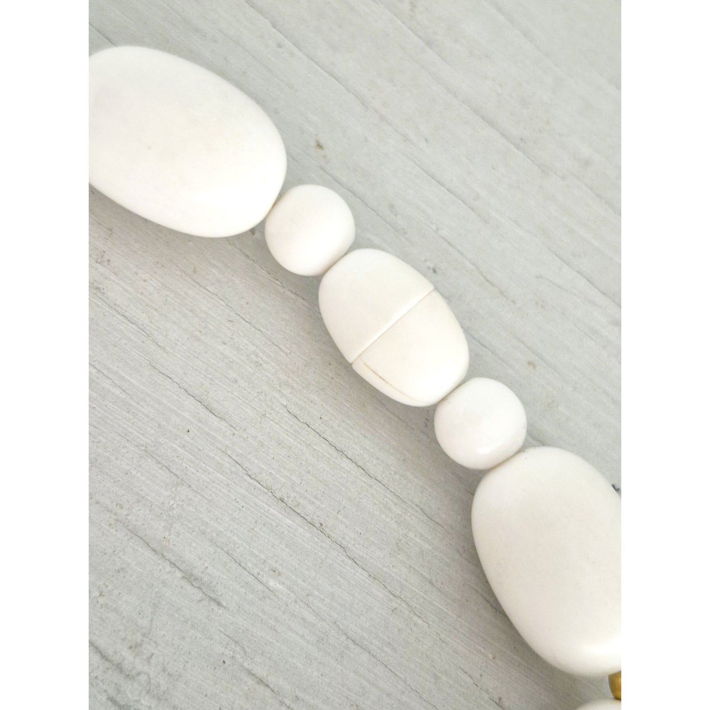 Vintage White and Gold Tone Beaded Necklace and Earring Set