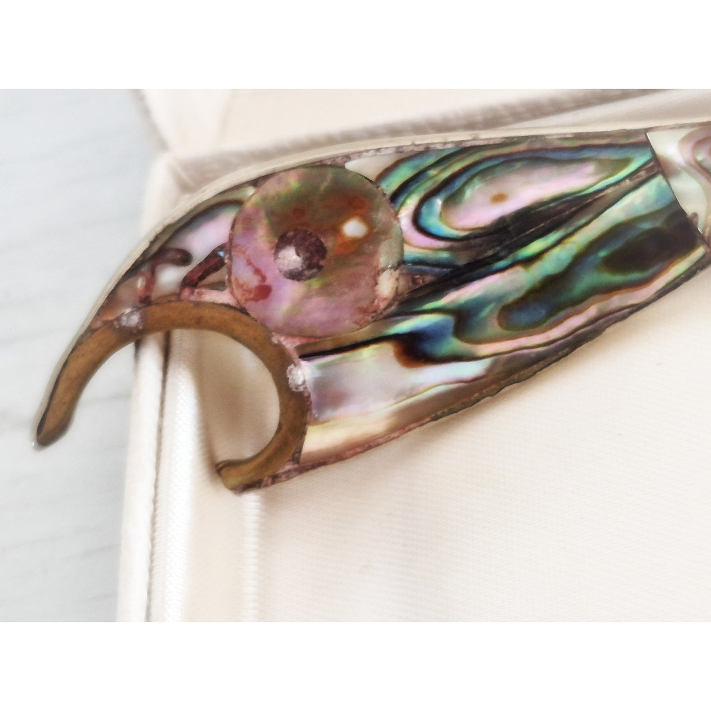 Vintage Silver Mexican Abalone Alpaca Bottle Opener Pendant