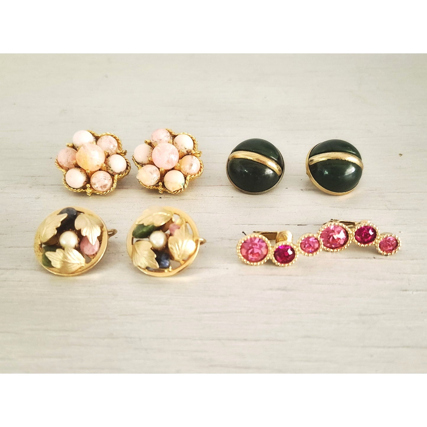 Vintage Lot of 4 Mid-Century Clip-on Earrings