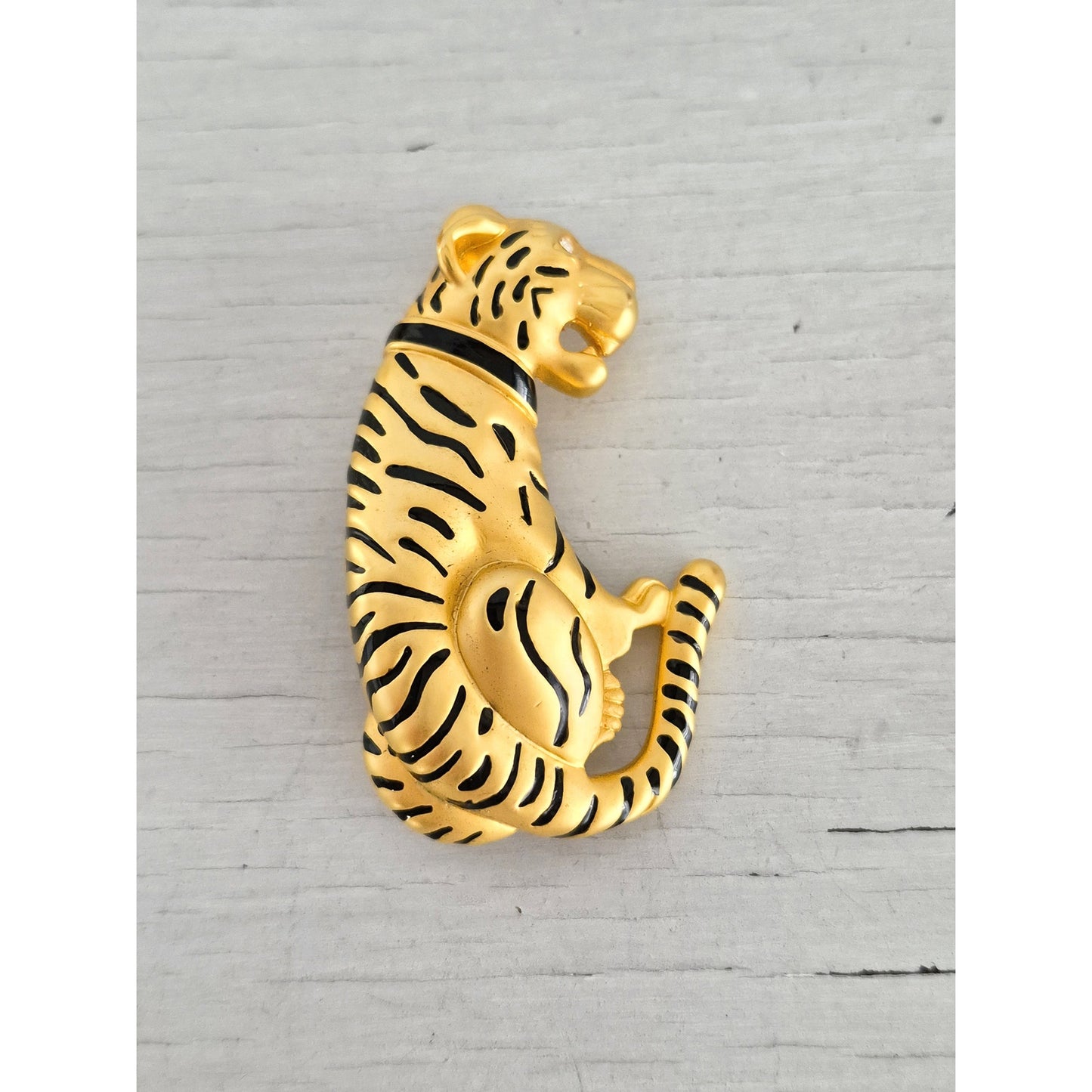 Vintage Gold Tone Tiger Brooch
