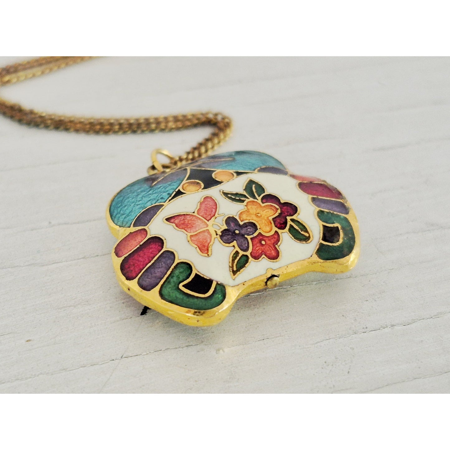 Vintage Cloisonne Floral Necklace