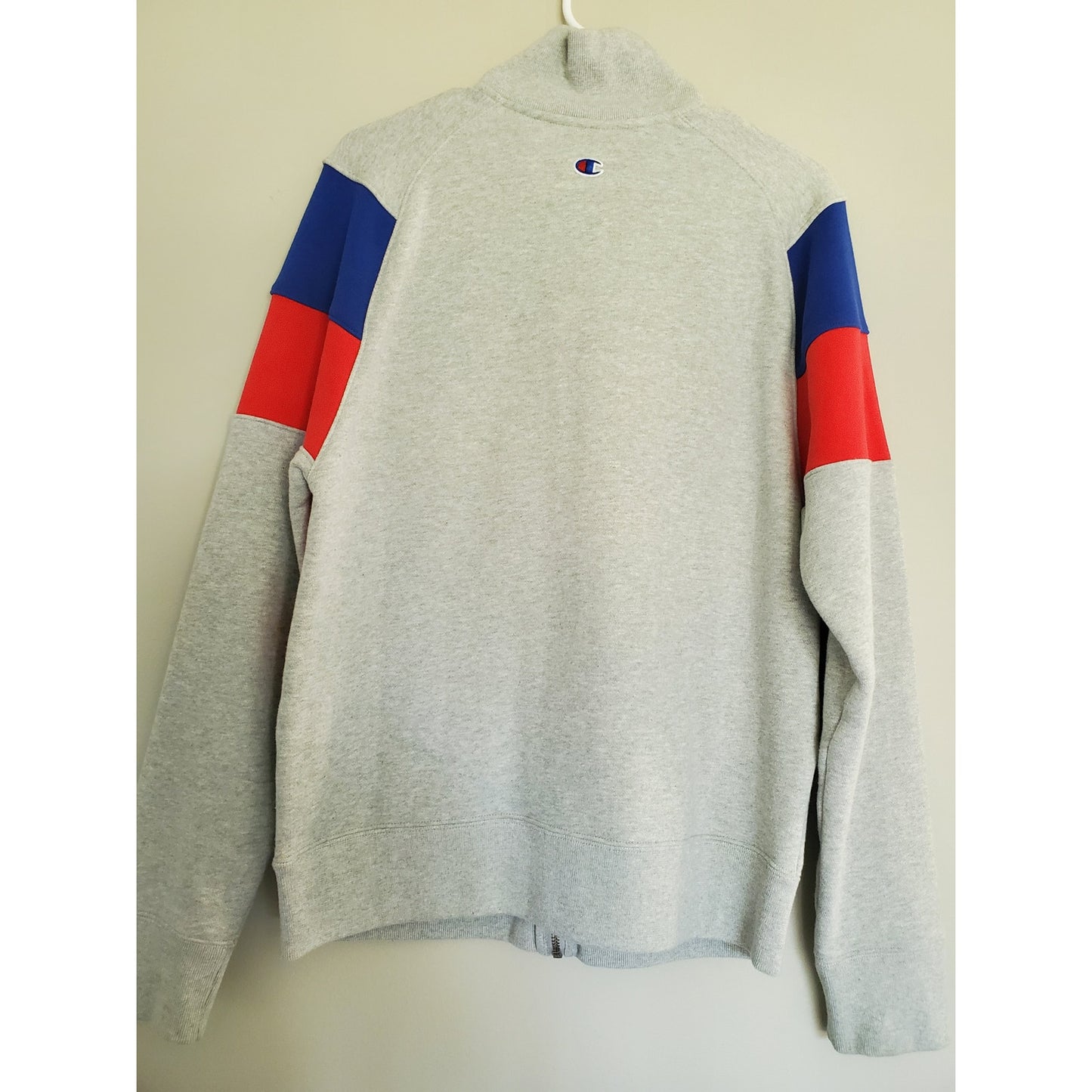 Vintage Style Champion Blue and Red Stripe Gray Zip Up