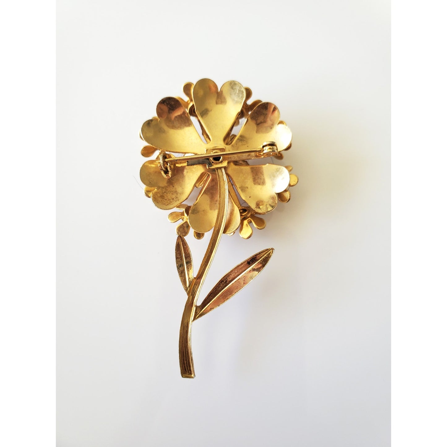 Vintage Gold-tone Blue Rhinestone Brooch