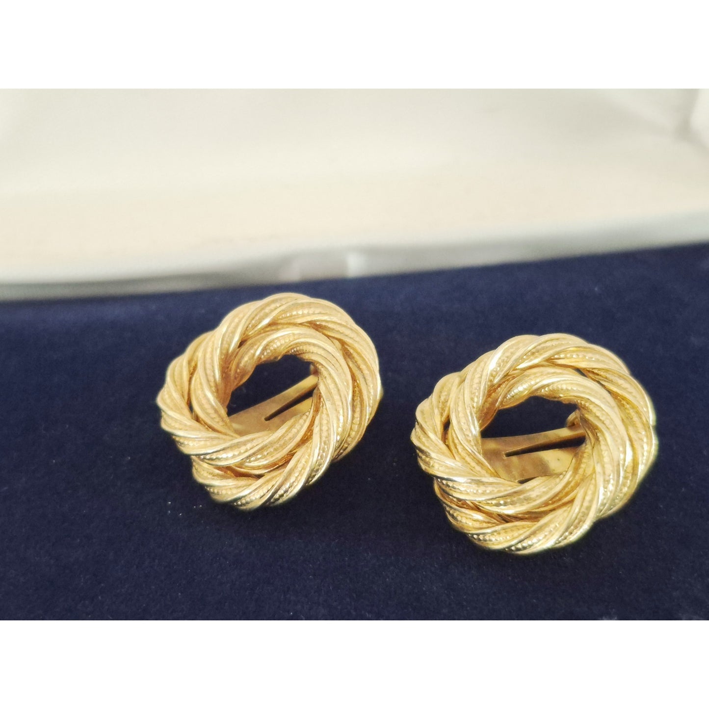 Vintage MCM Twisted Double Circle Brooch and Earring Set