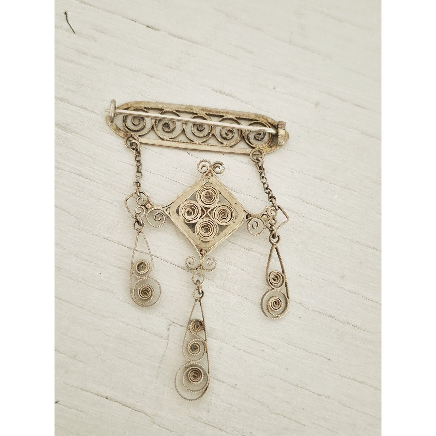 Vintage Antique Silver Scandinavian Solje C-Clasp Pin Brooch