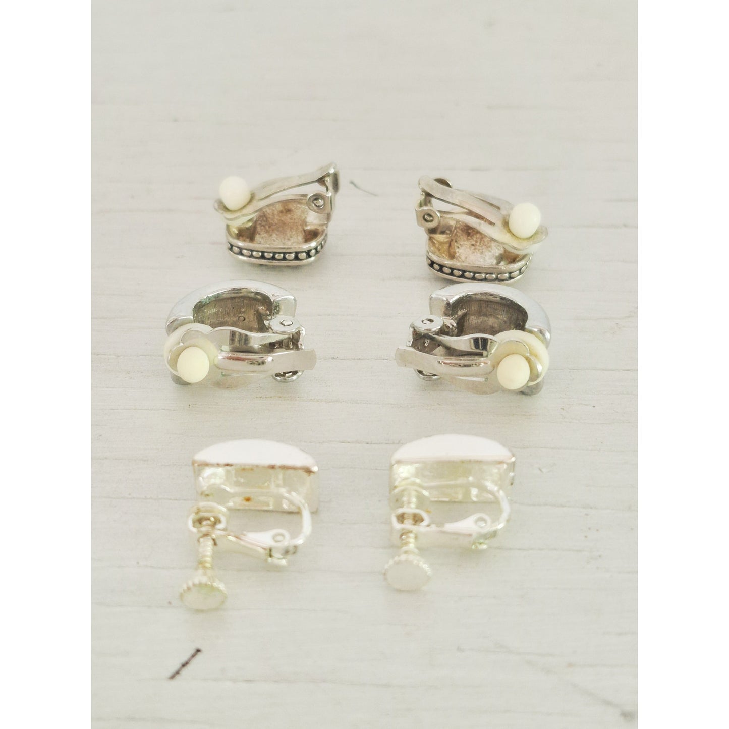 Vintage Black and Silver Earrings Lot of 3