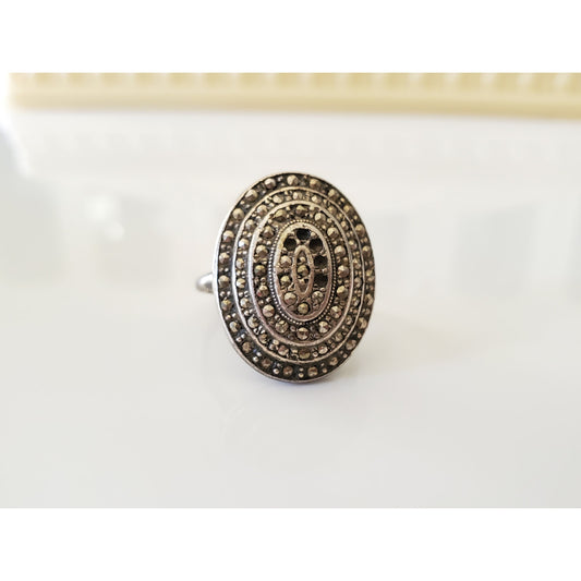 Vintage Sterling Silver Marcasite Ring