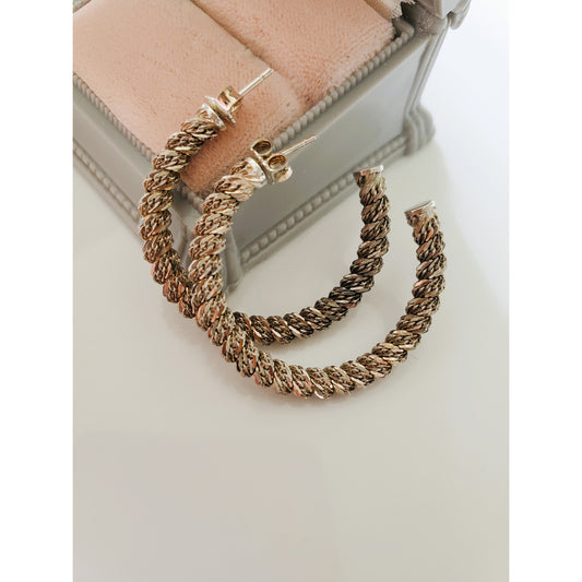 Vintage Large Sterling Silver Hoop Earrings