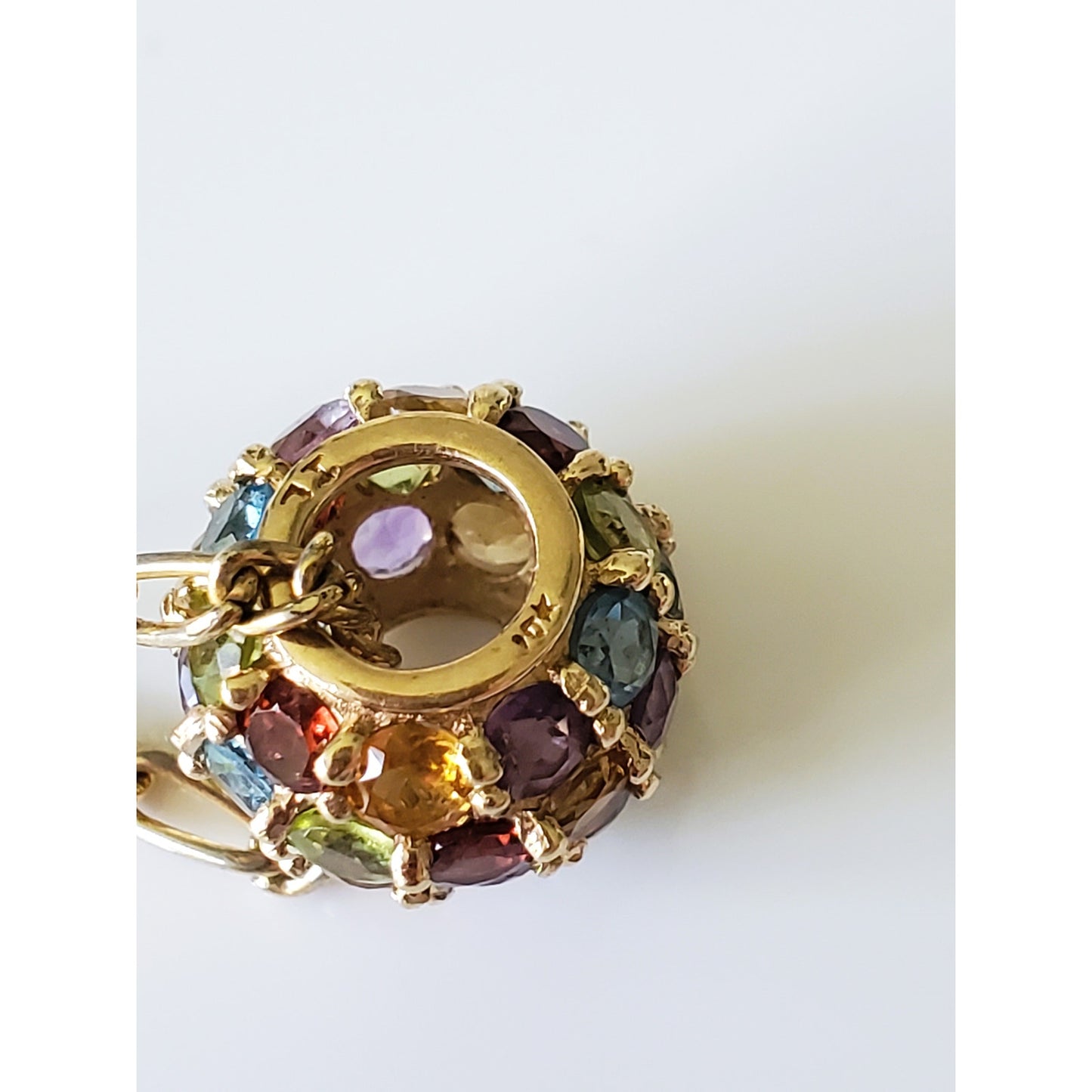 Vintage Multi-Gemstone 10k Yellow Gold Pendant