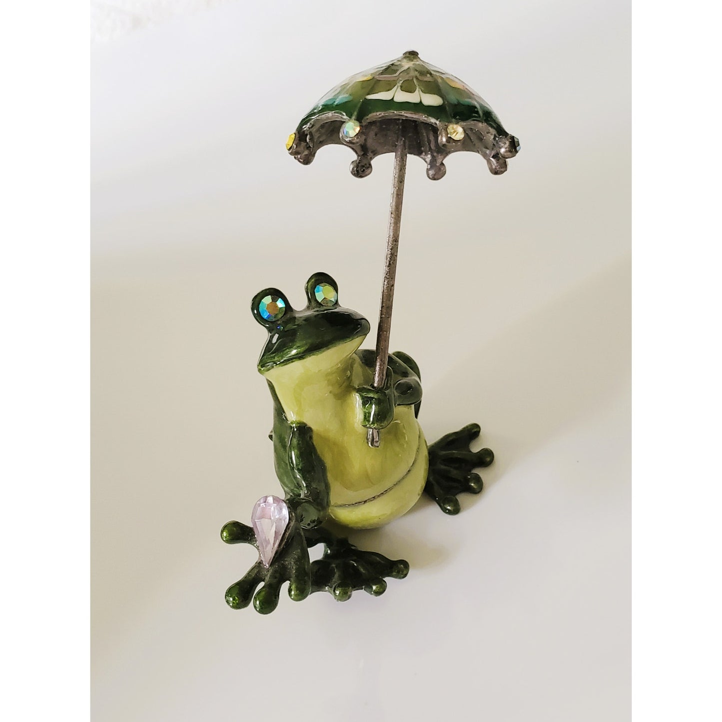 Vintage Green Frog Jewelry Trinket Holder