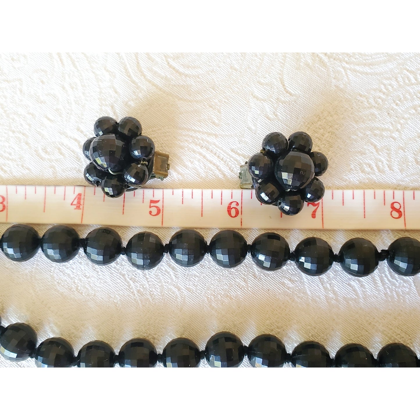 Vintage Black Choker Necklace and Clip On Earring Set