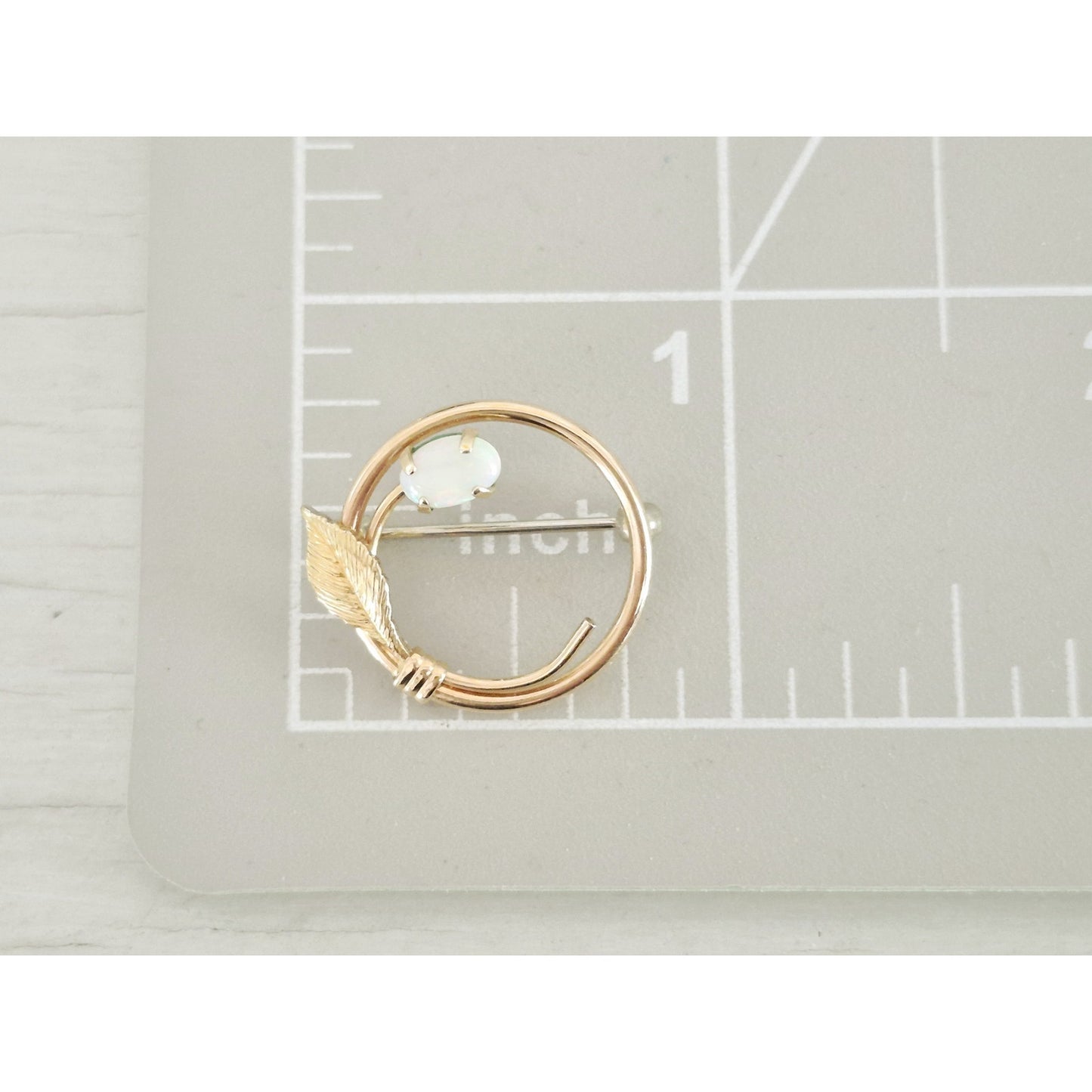 Vintage Krementz 14K Gold Overlay Genuine Fire Opal Wreath Pin