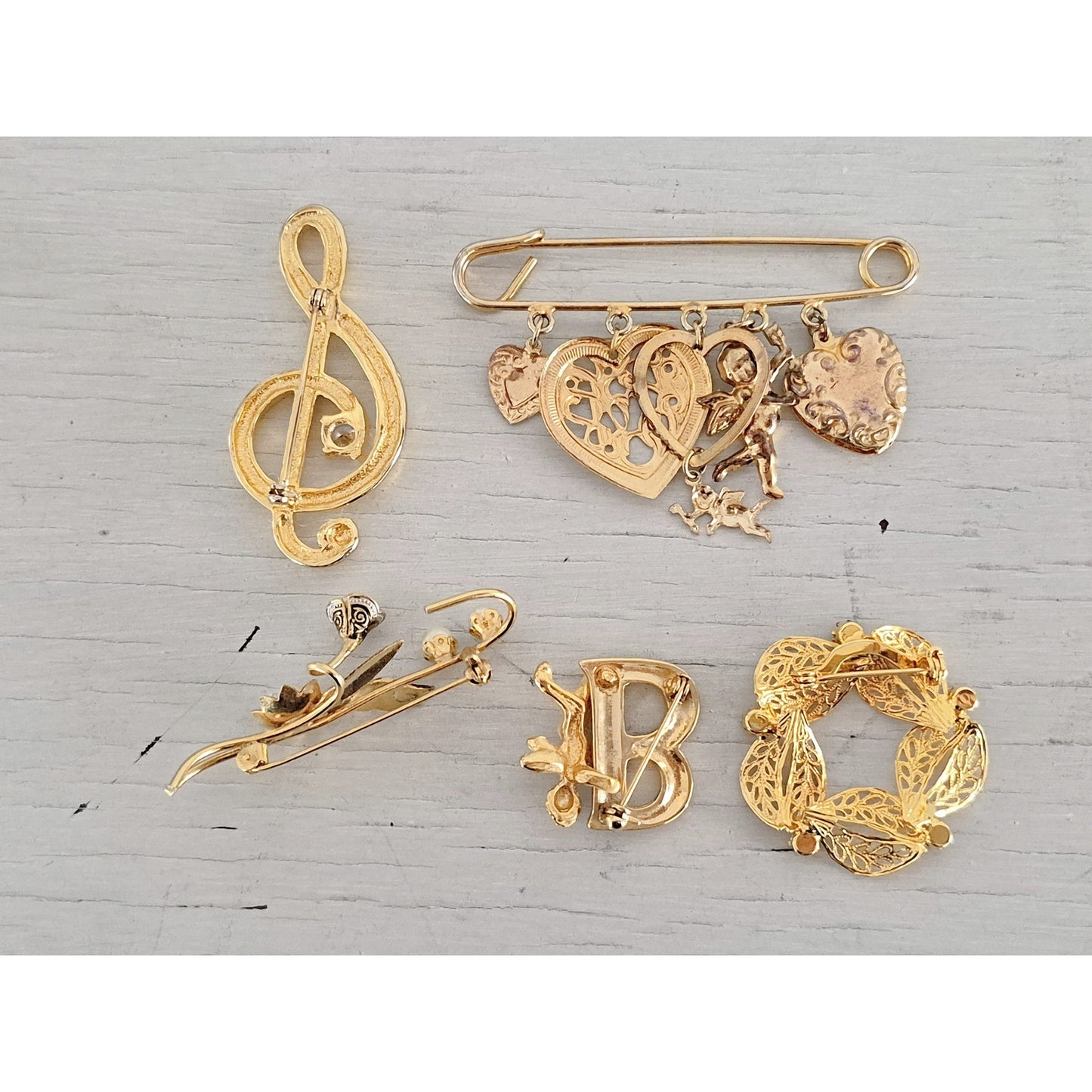 Vintage Gold-tone Brooch Lot