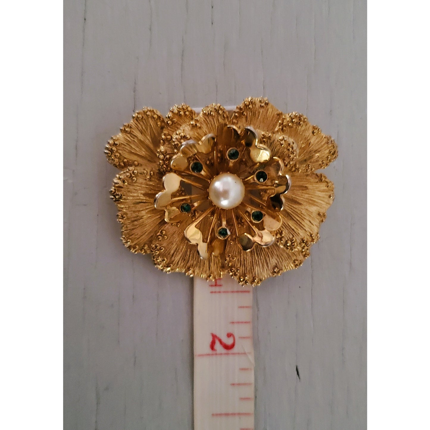 Vintage Sarah Coventry Gold-tone Floral Faux Pearl Brooch