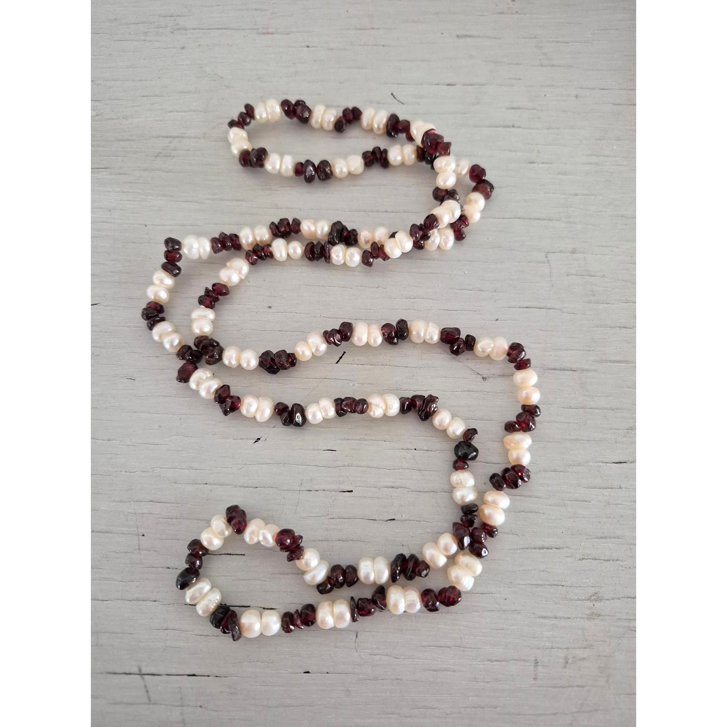 Vintage Freshwater Baroque Pearls and Garnet Necklace