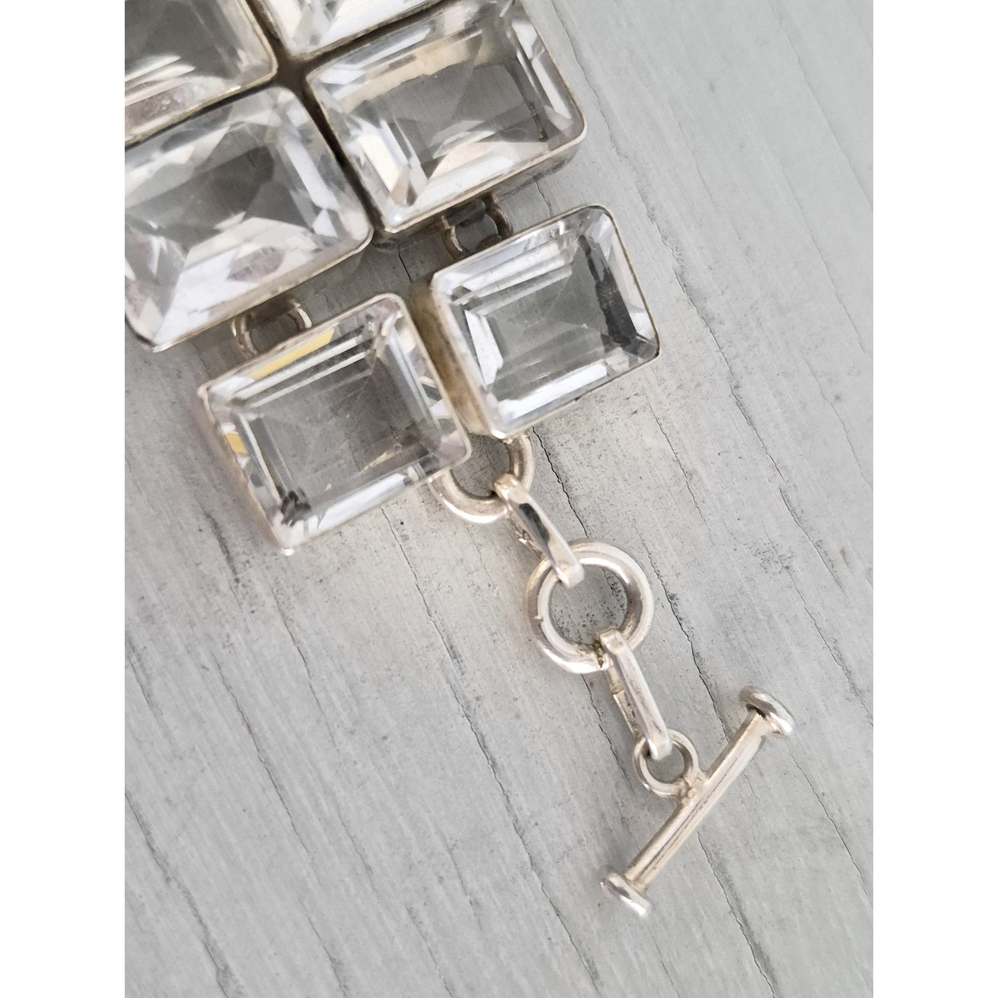 Vintage Chunky Heavy Silver-plated Crystal and AB Bracelet