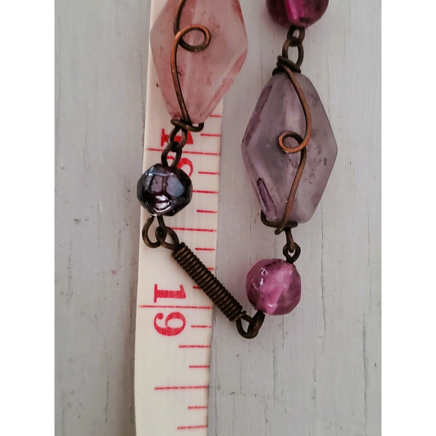 Lavender and Purple Glass Long Rope Necklace