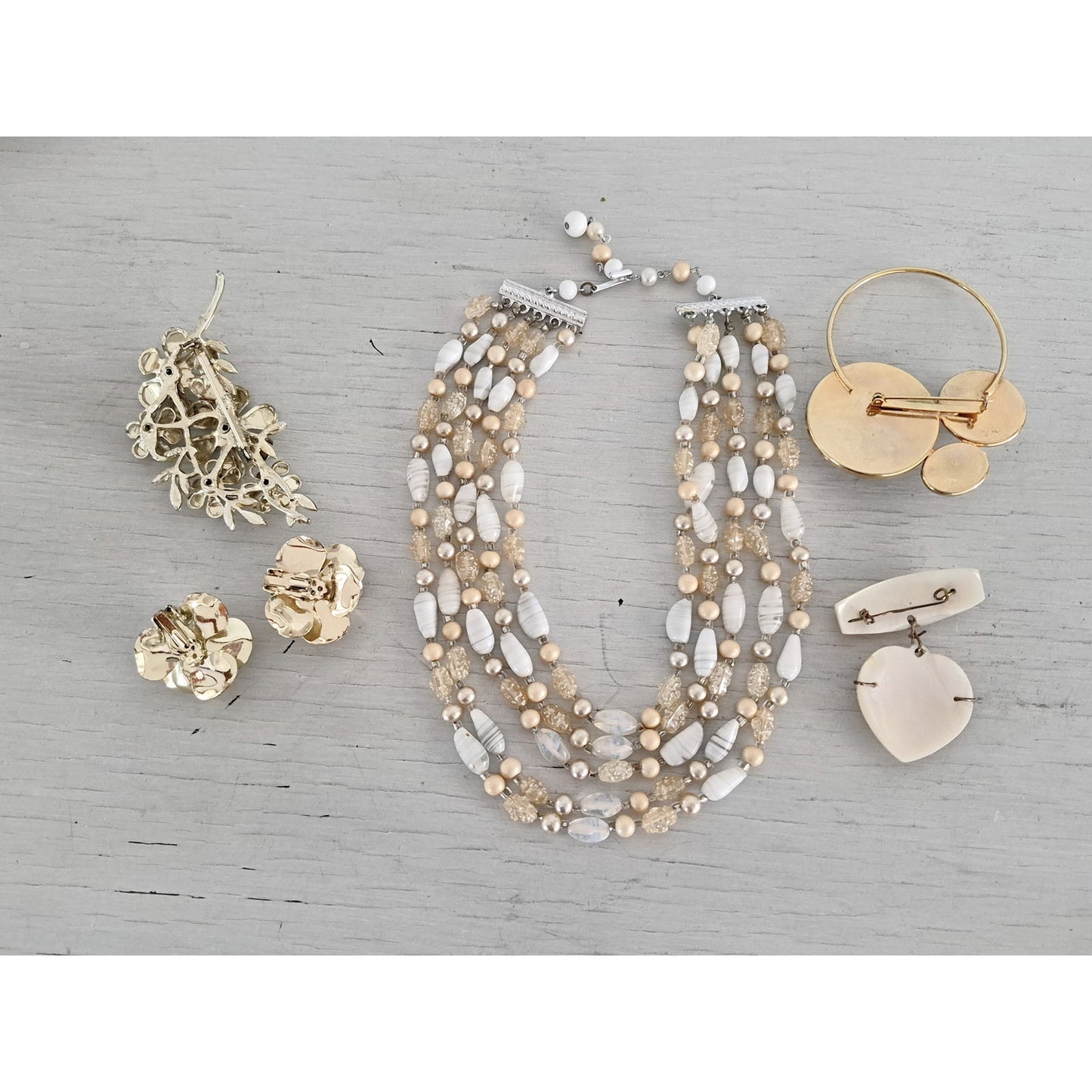 Vintage Gold and Cream Jewelry Lot