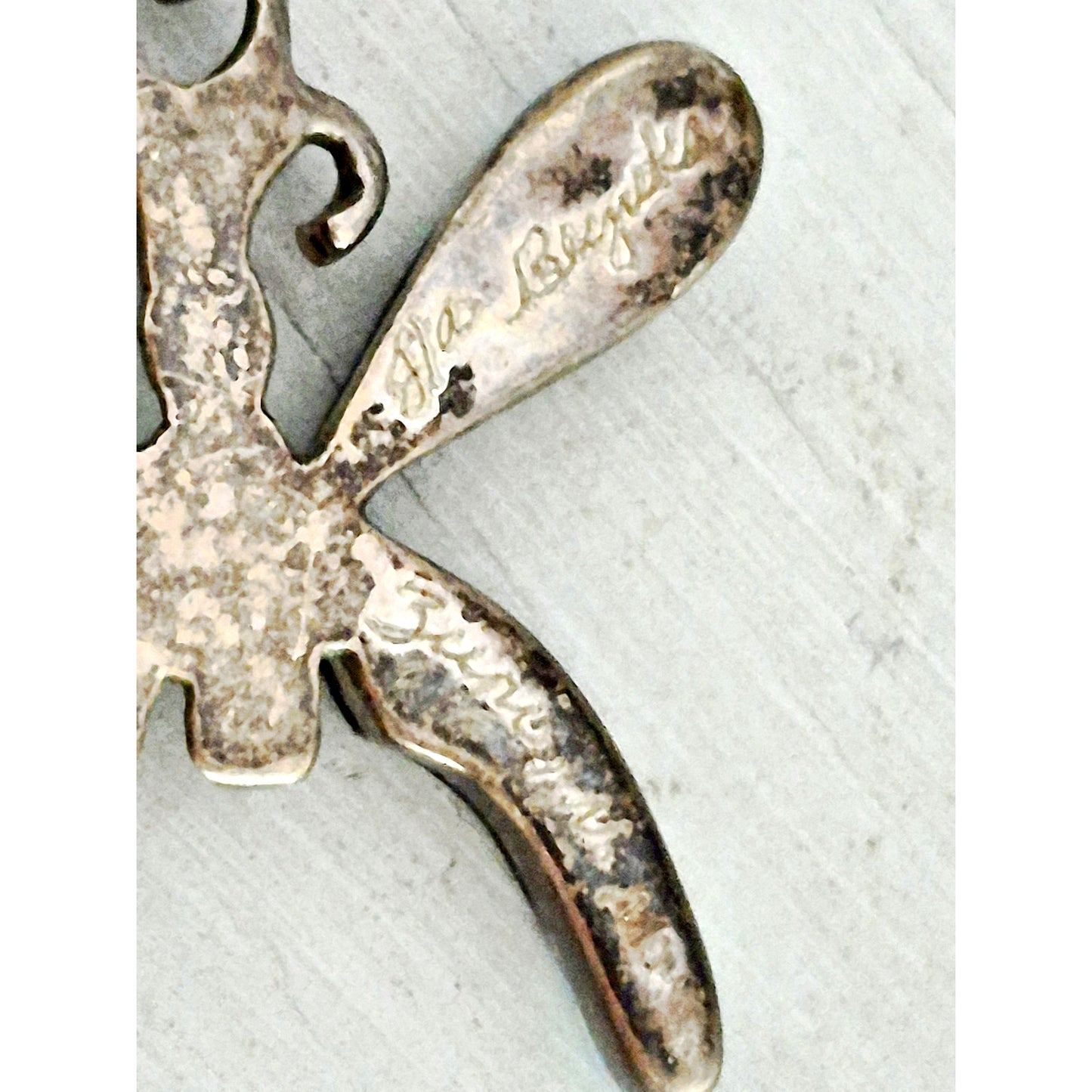 Vintage Native Zuni Sterling Silver Onyx and Opal Inlay Butterfly Pendant