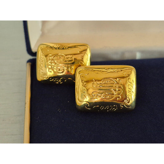 Vintage Carolee Designer Signed Hound Club Clip On Earrings
