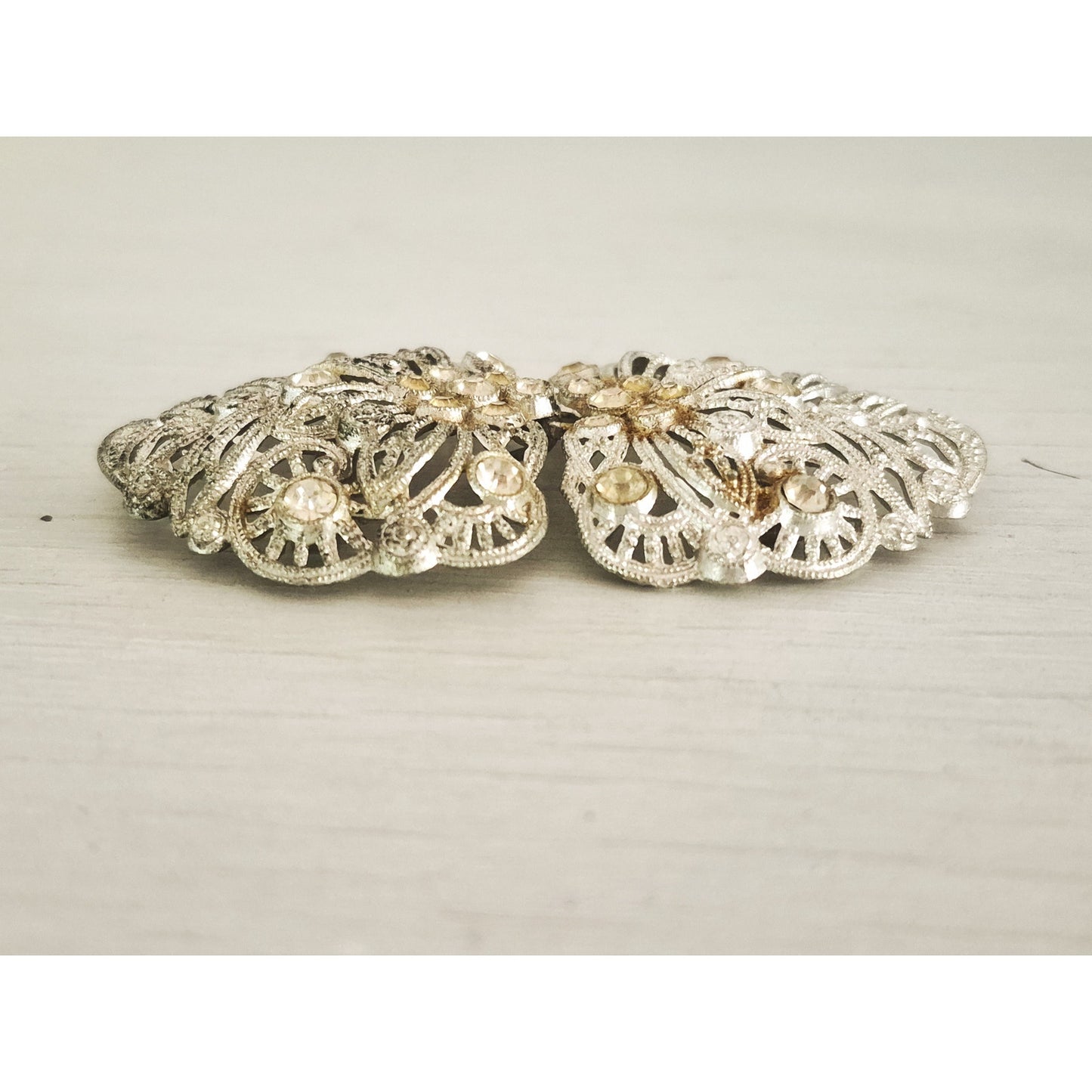 Vintage Silver-tone Rhinestone Sash Belt Buckle