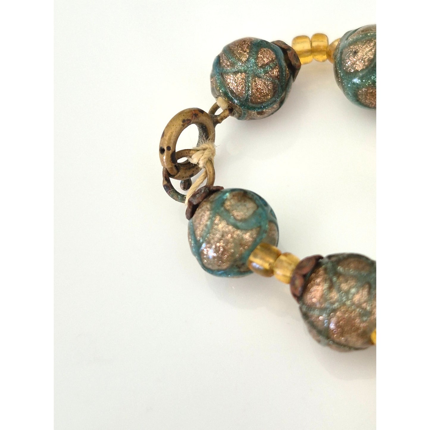 Vintage Murano Silver Blue Glass Bead Necklace