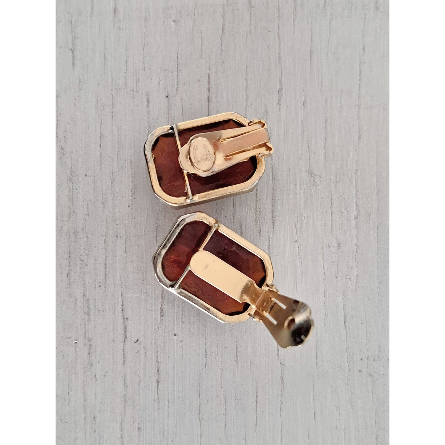 Vintage Hattie Carnegie Signed Carnelian Cabochon Earrings