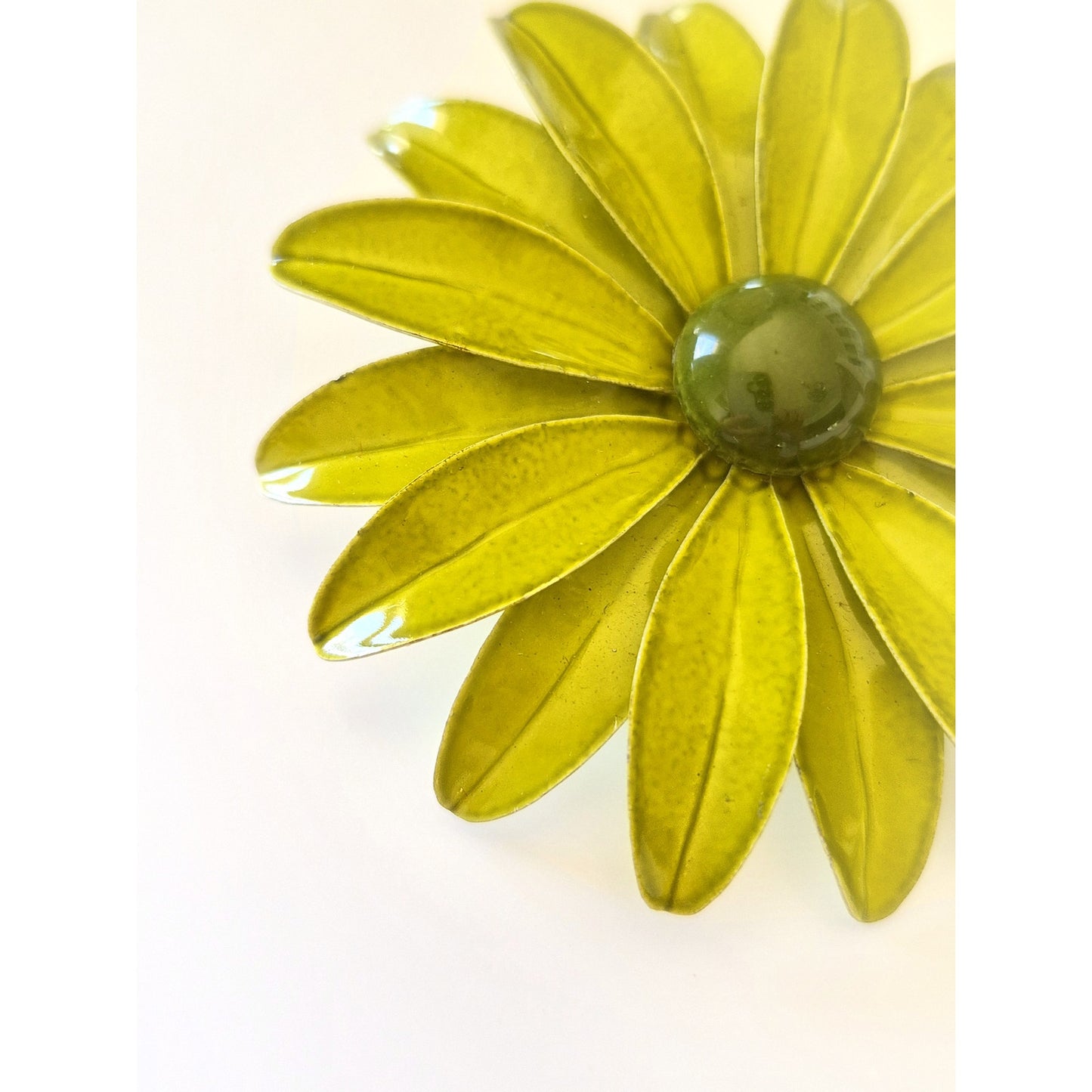 Vintage Green Sunflower Metal Enamel Brooch