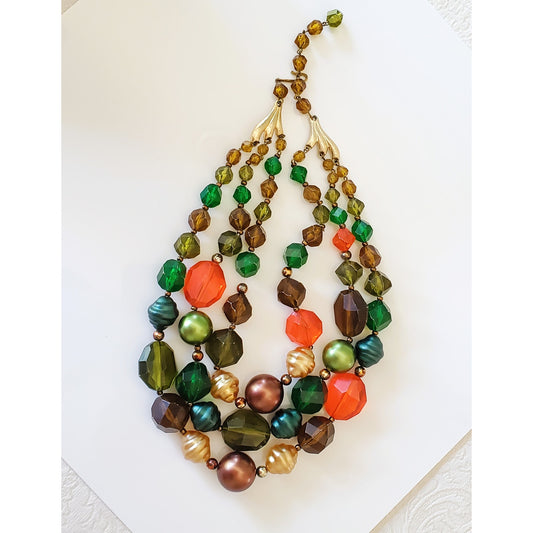 Vintage Mid Century Multi-Color Beaded Germany Designer Necklace