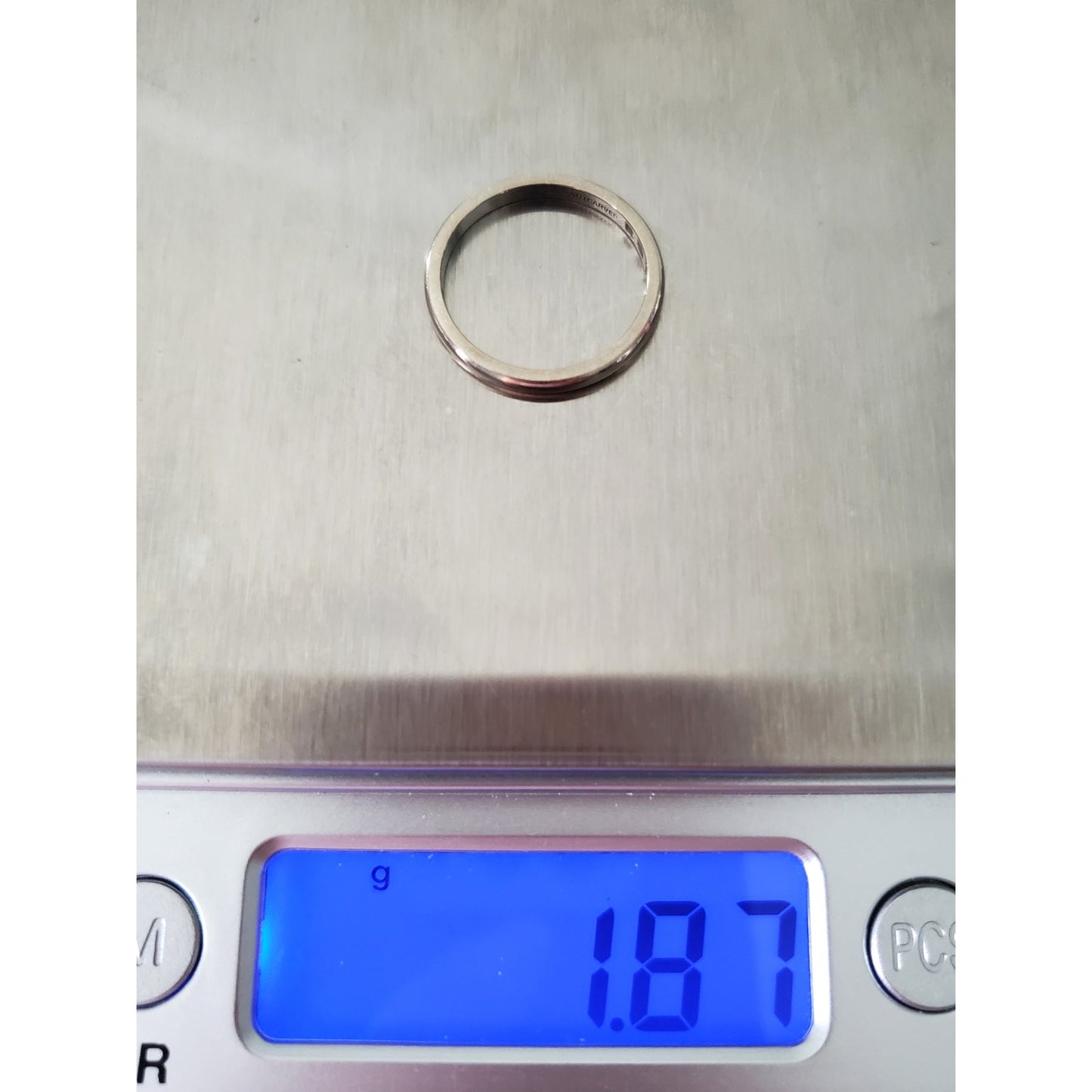 Vintage 1990s 14K White Gold Engraved Artcarved Wedding Ring Band