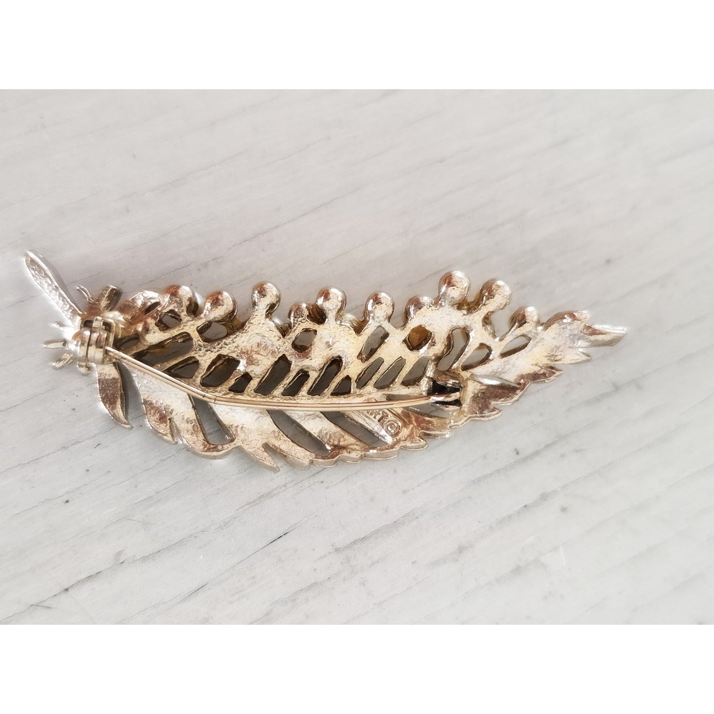 Vintage Signed ART Arthur Pepper Faux Pearl Leaf Brooch