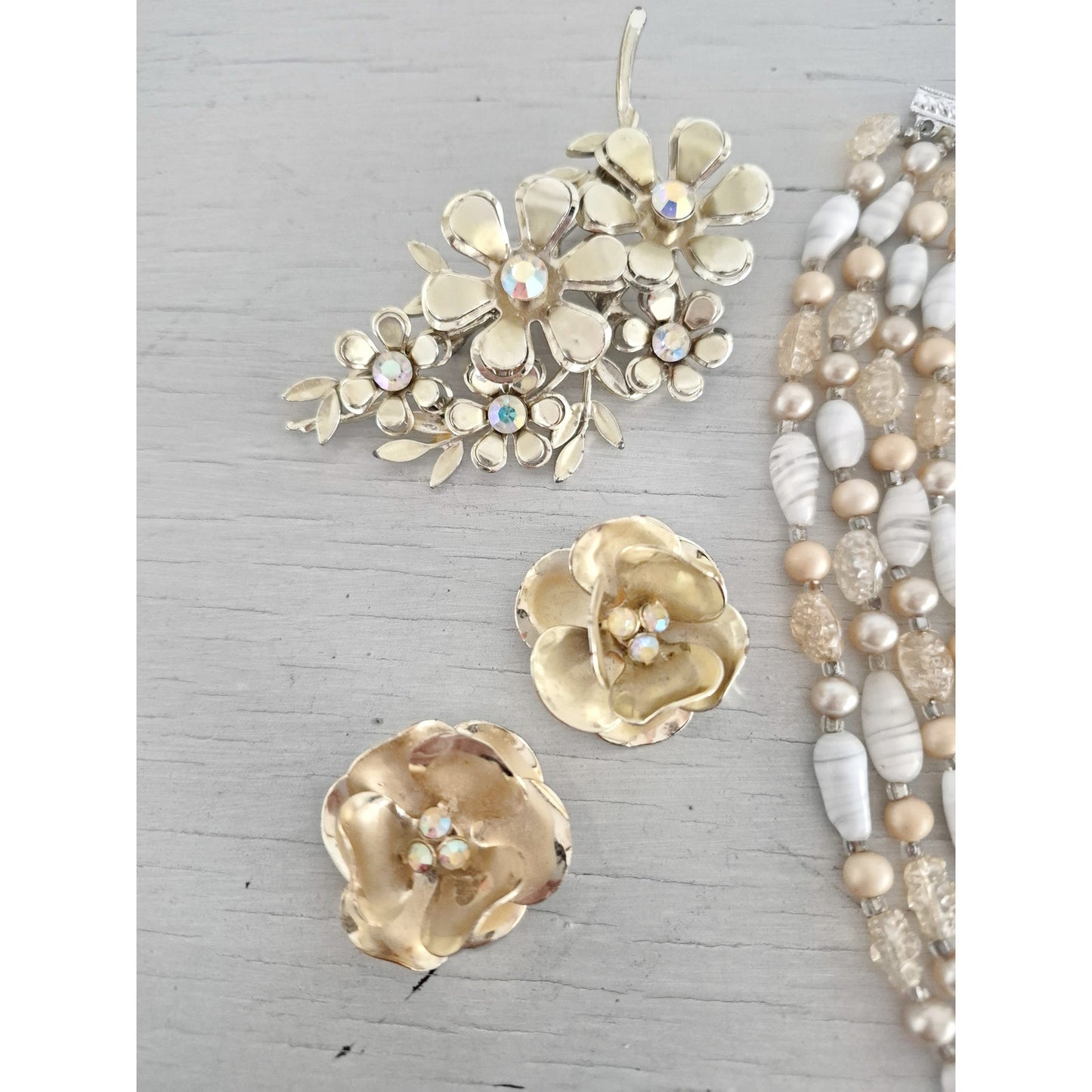Vintage Gold and Cream Jewelry Lot