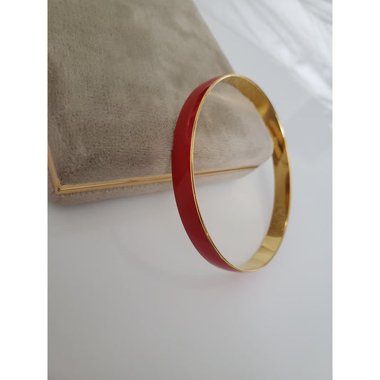 Vintage Trifari Red Enamel Bangle