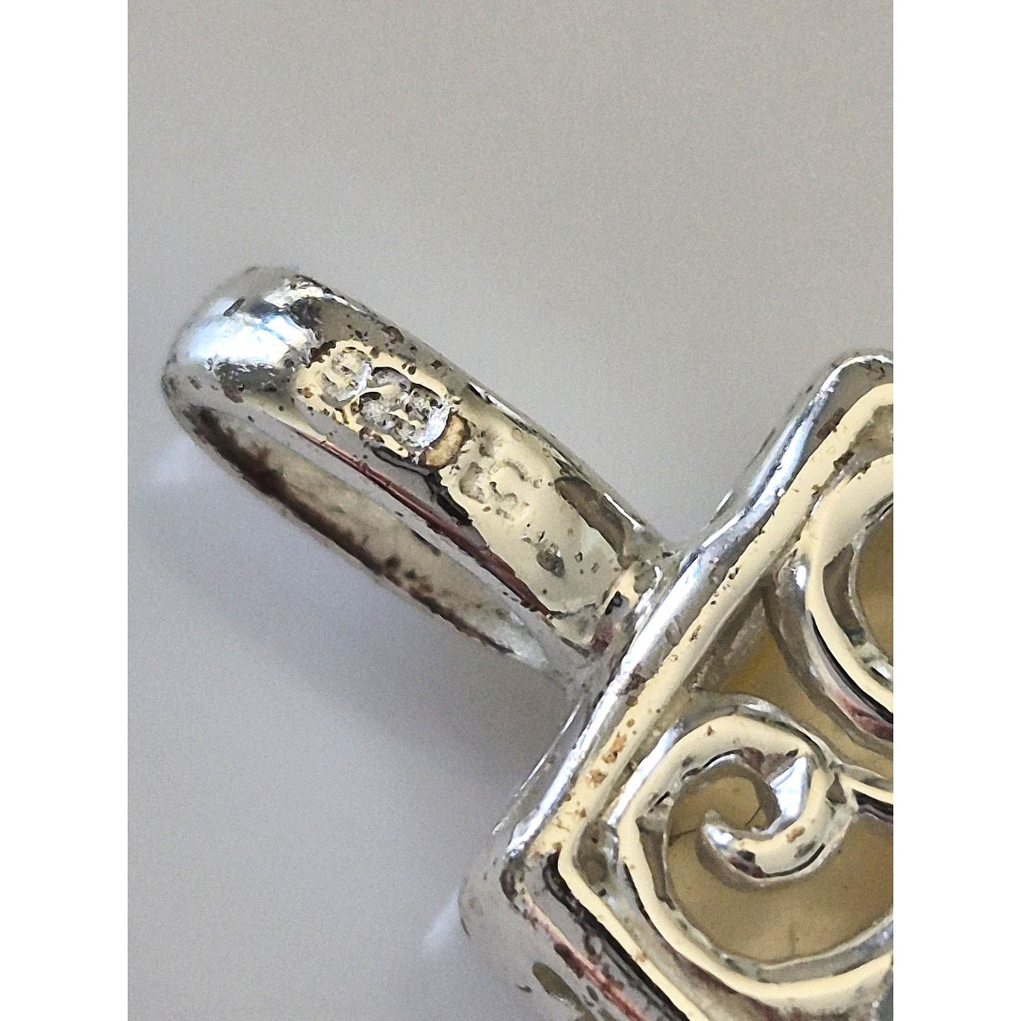 Sterling Silver Mother of Pearl Rectangle Scroll Pendant