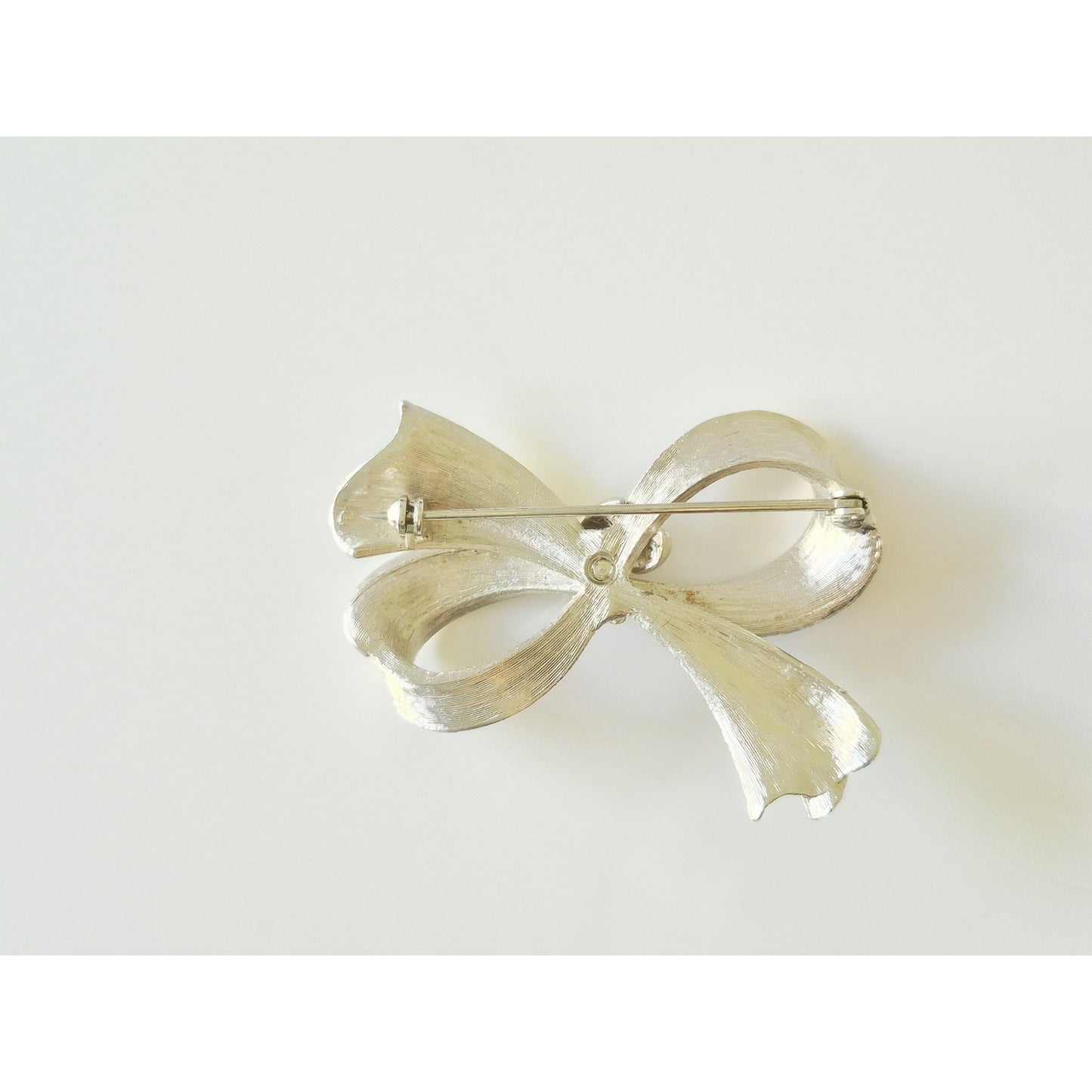 Vintage MCM Silver-tone Bow-tie Brooch and Earring Set