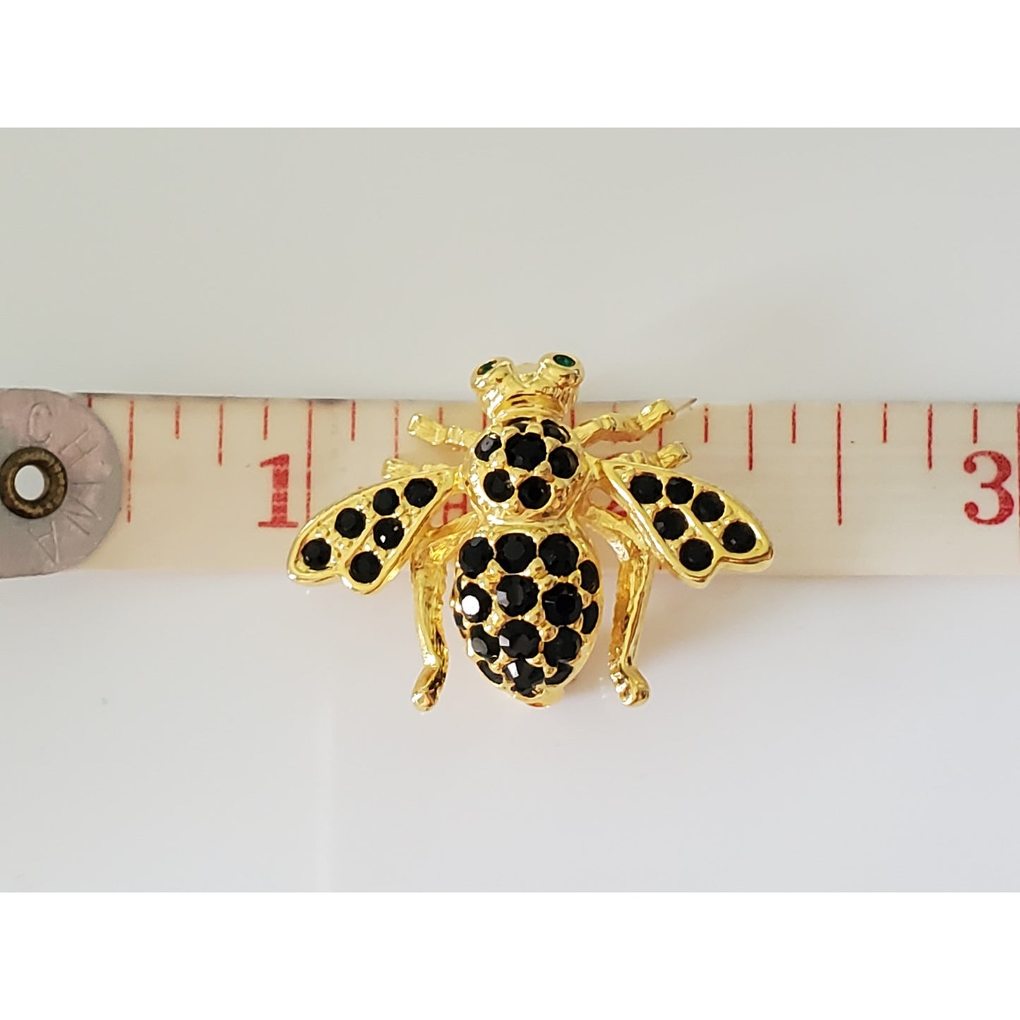 Vintage Joan Rivers Black Rhinestone Bug Pin Brooch