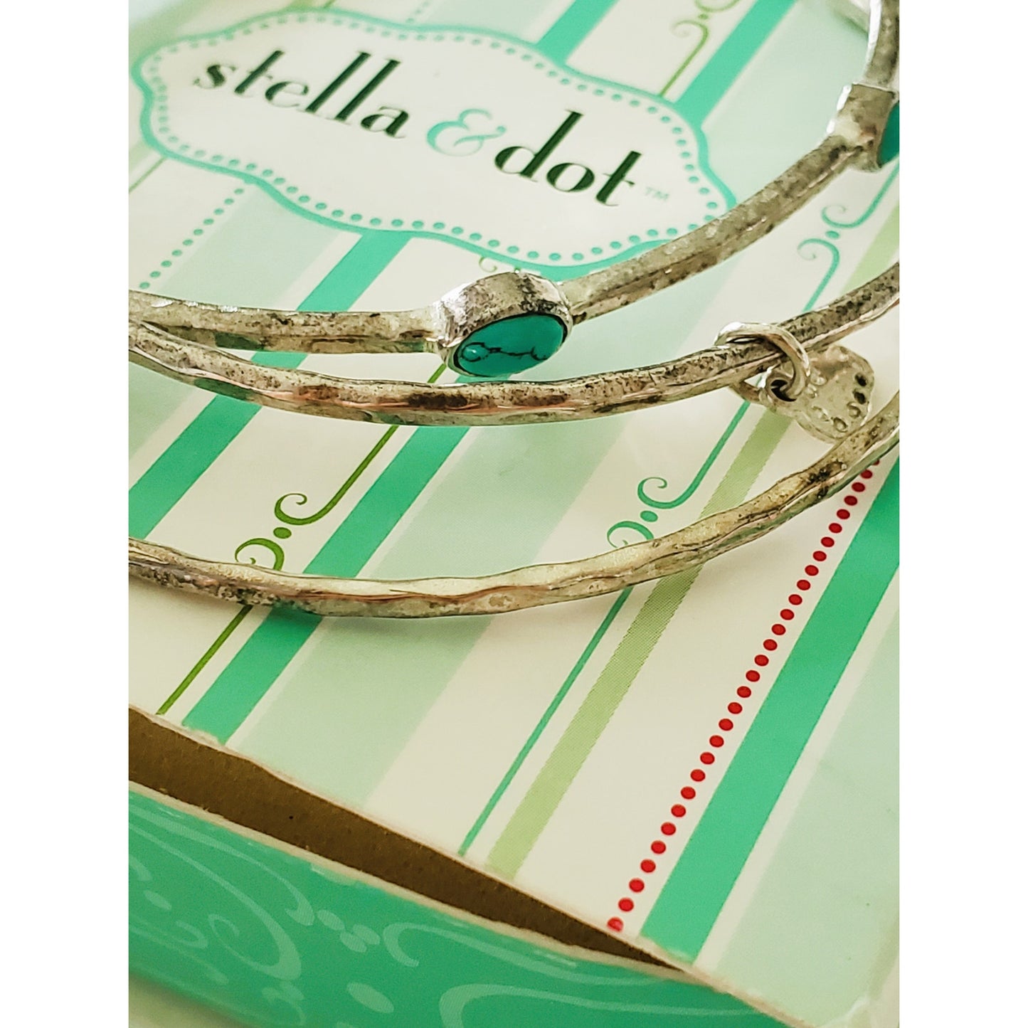 Stella and Dot Lot of 3 Silver Faux Turqouise Bracelets