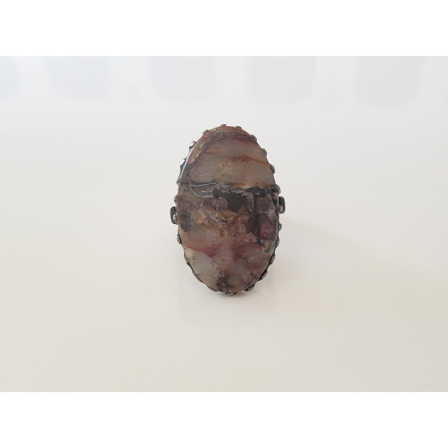 Vintage Large Sterling Silver Agate Ring