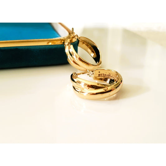 Vintage Sterling Silver Gold Tone Hoop Earrings