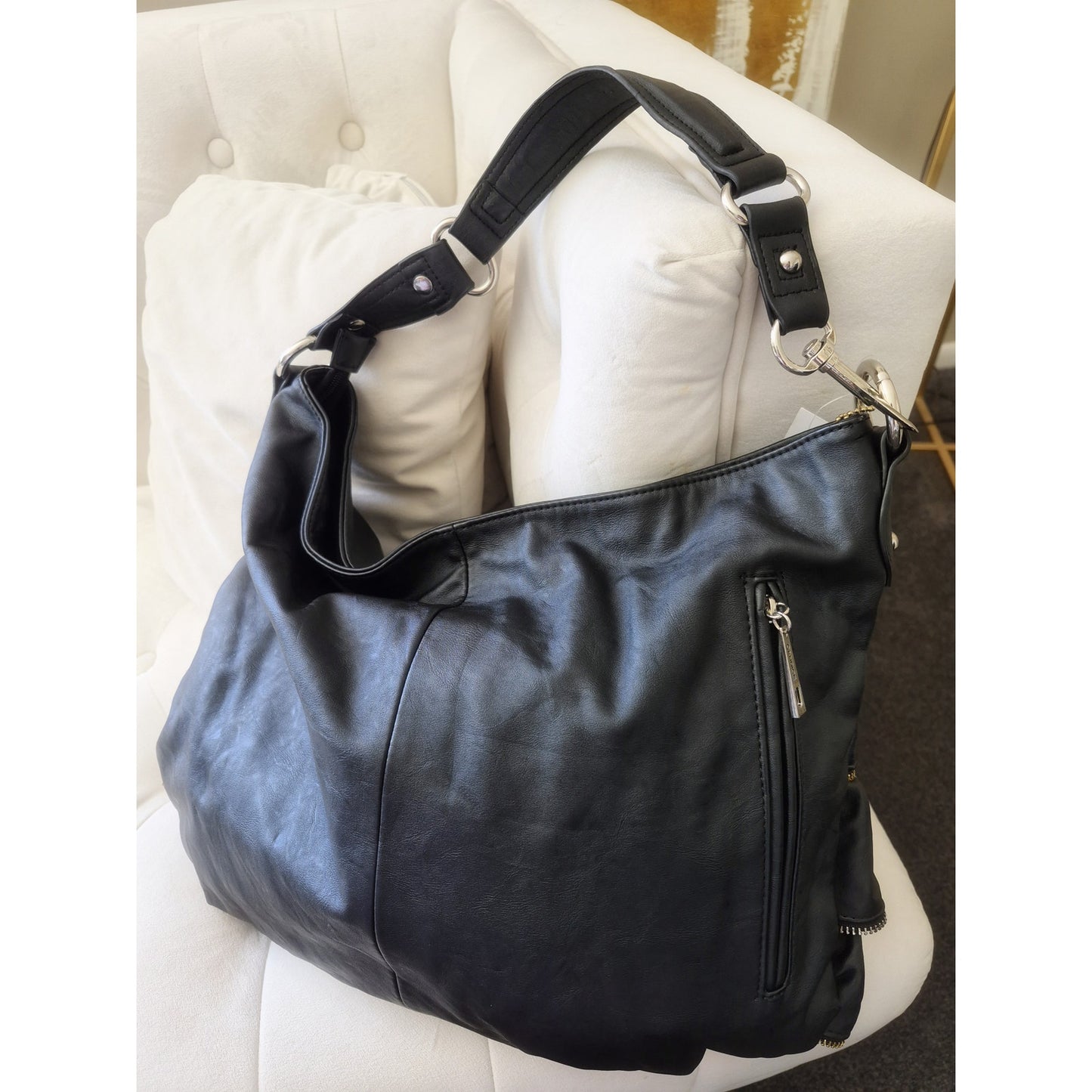 Black Rivet Leather Vintage Black Bag