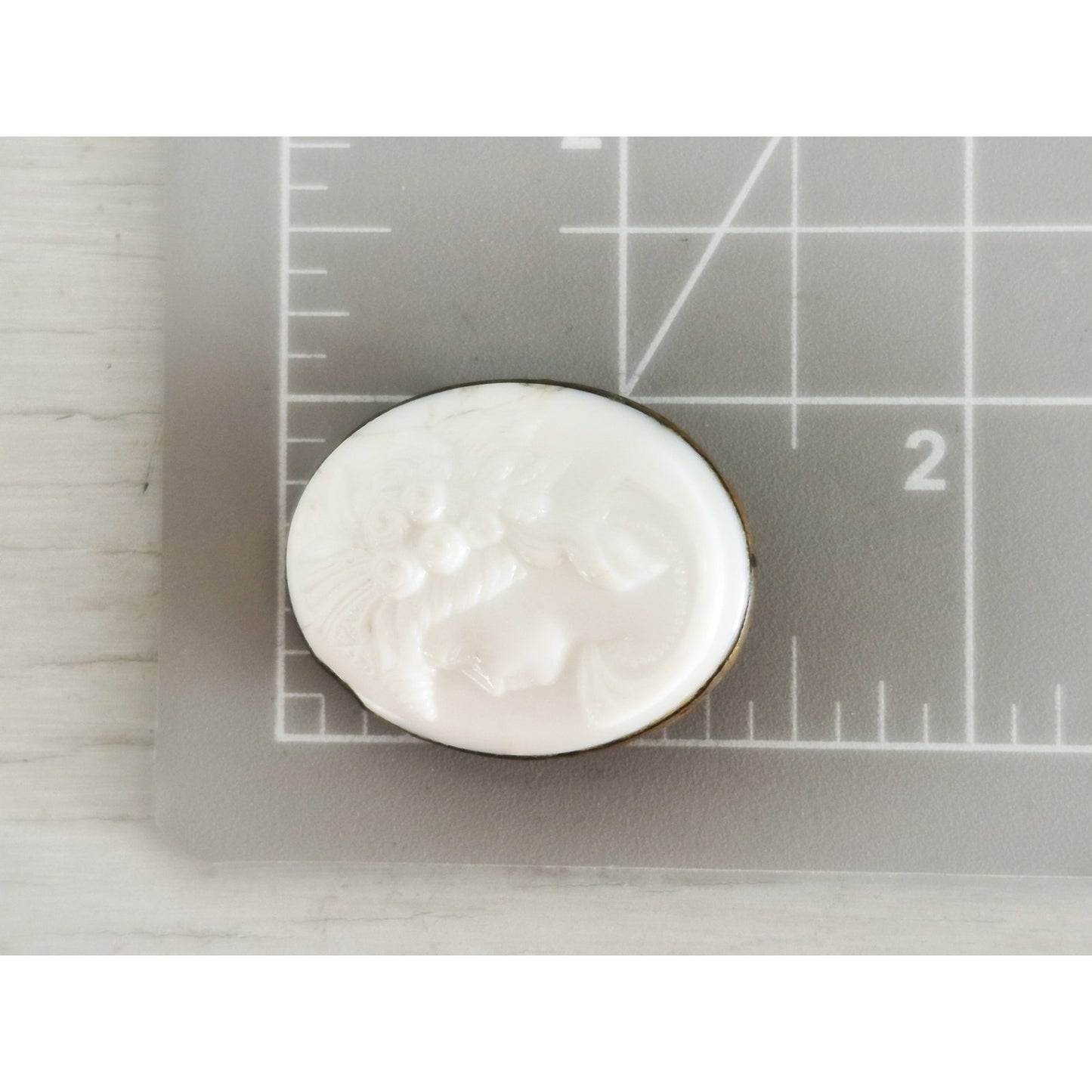Antique Victorian Pressed Milk Glass Cameo Brooch